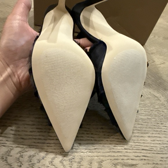 Steve Madden Women's Larysa Satin Frayed Slingback Pumps Black 7 - Picture 3 of 4